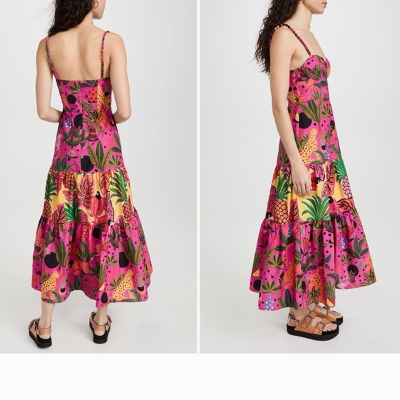 Farm Rio PINK POP LEOPARDS MIXED MIDI DRESS - Picture 2 of 9